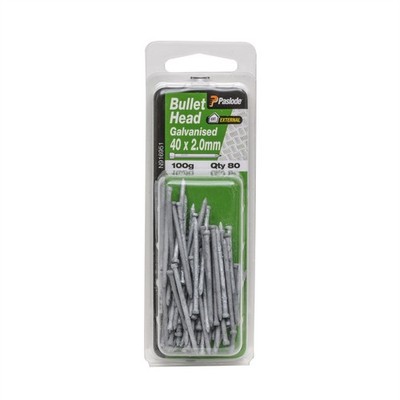 Paslode 40 x 2.0mm 100g Galvanised Bullet Head Nail - 80 pieces