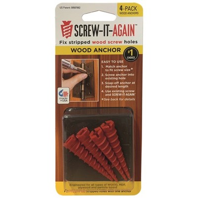 Screw-it-again Screw Hole Repair Snap Off Repair Wood Anchor - 4 pieces