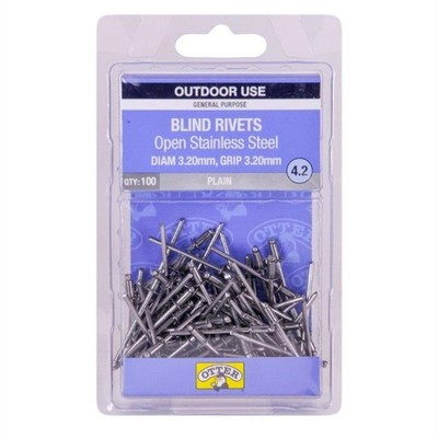 Otter 3.2 x 3.2mm Open Stainless Steel Blind Rivets - 100 pieces
