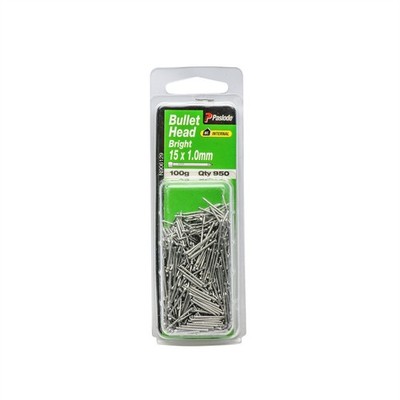 Paslode 15 x 1.0mm 100g Bright Steel Bullet Head Nails - 950 pieces