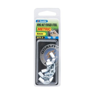 Zenith M6 Zinc Plated Forged Wing Nut 2 pcs