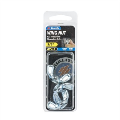 Zenith 3/8" Zinc Plated Diecast Wing Nut 2 pcs