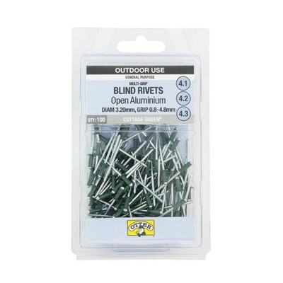 Otter Cottage Green® 3.2 x 0.8-4.8mm Multi-Grip Open Aluminium Blind Rivets - 10