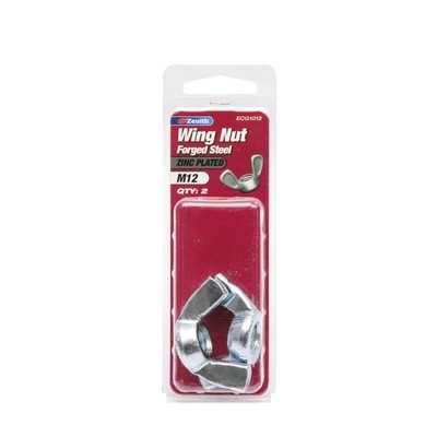 Zenith M12 Zinc Plated Forged Steel Wing Nut - 2 pieces