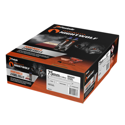 Paslode 75 x 3.06mm NightWolf Bright D-Head Smooth Nail - 3000 pieces