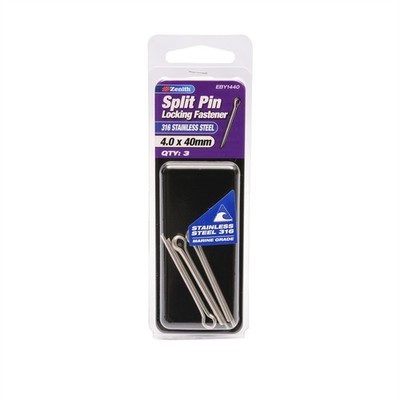 Zenith 4.0 x 40mm 316 Stainless Steel Split Pin - 3 pieces