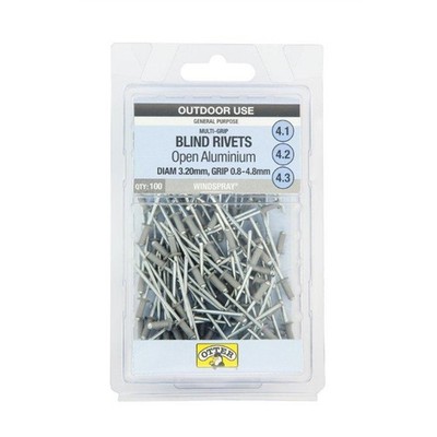 Otter Windspray® 3.2 x 0.8-4.8mm Multi-Grip Open Aluminium Blind Rivets - 100 Pa