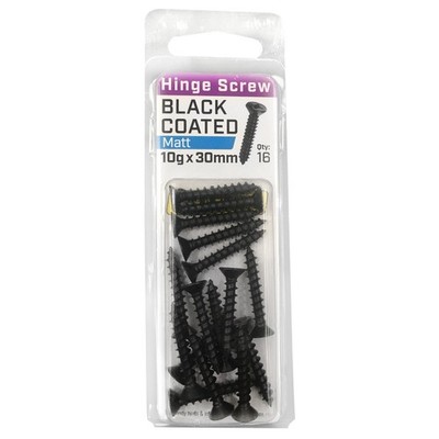 Otter 10 x 30mm Black Coated Hinge Screws 4 pcs