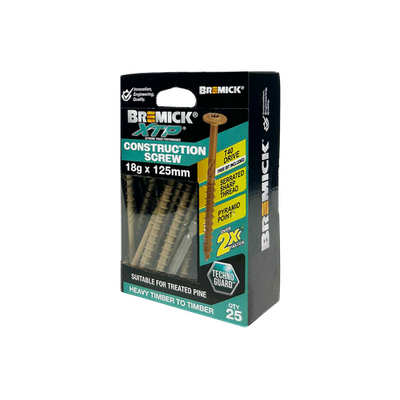 Bremick XTP Construction Screw 18g x 125mm TECHNOGUARD TAN T40 - 25 pieces