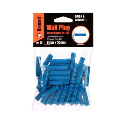 Ramset 8 x 35mm Blue Wall Plugs 2 pcs