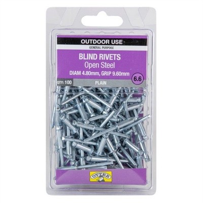 Otter 4.8 x 9.6mm Open Steel Blind Rivets - 100 pieces