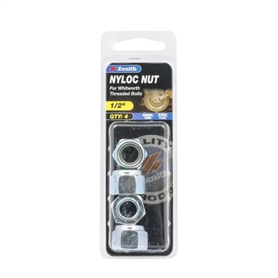 Zenith 1/2" Zinc Plated Nyloc Nuts 2 pcs