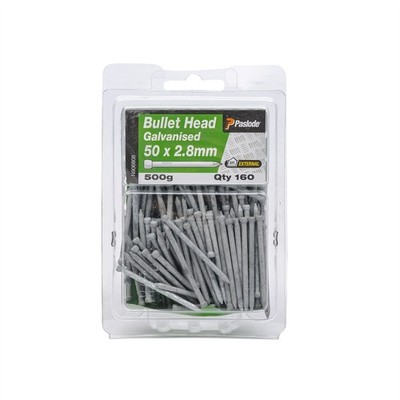 Paslode 50 x 2.8mm 500g Galvanised Bullet Head Nails - 160 pieces