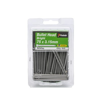 Paslode 75 x 3.15mm 500g Bright Bullet Head Nail - 95 pieces