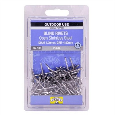 Otter 3.2 x 4.8mm Open Stainless Steel Blind Rivets - 100 pieces