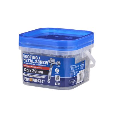 Bremick 12g x 39mm B8 Hex Roofing Screw - 500 Box
