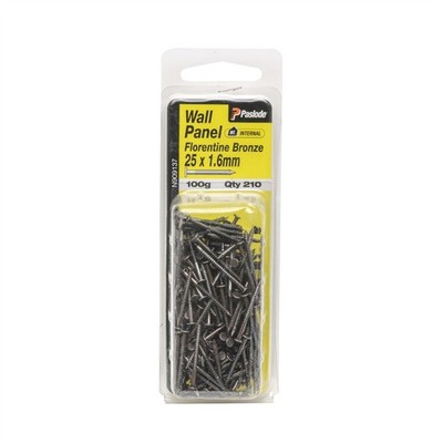 Paslode 25 x 1.6mm 100g Florentine Bronze Wallpanel Nails - 210 pieces