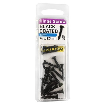 Otter 7 x 20mm Black Coated Hinge Screws 4 pcs