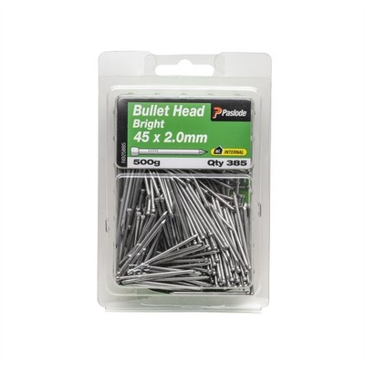 Paslode 45 x 2.0mm 500g Bright Steel Bullet Head Nails - 385 pieces