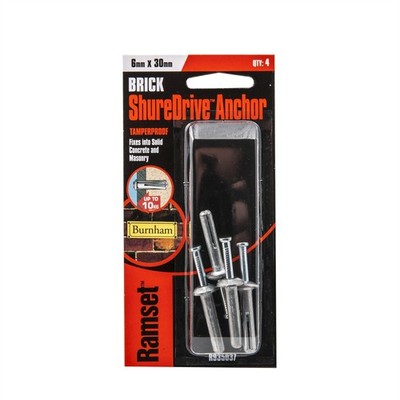 Ramset 6 x 30mm ShureDrive Anchor - 4 pieces