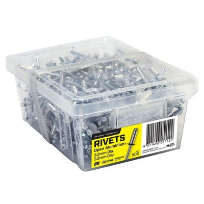 Otter 3.2 x 3.2mm Open Aluminium Blind Rivets - 900 pieces