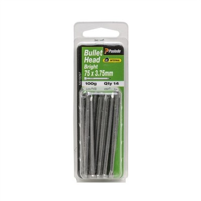 Paslode 75 x 3.75mm 100g Bright Steel Bullet Head Nails - 14 pieces
