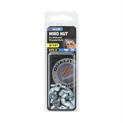 Zenith 3/16" Zinc Plated Wing Nuts - 8 pieces