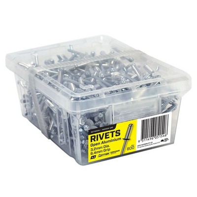 Otter 3.2 x 6.4mm Open Aluminium Blind Rivets - 800 pieces