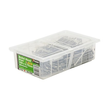 Paslode 100 x 3.75mm 2kg Bright Steel Bullet Head Nails - 200 pieces