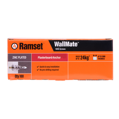 Ramset Zinc WallMate Plasterboard Anchor with Screws – 100 pieces