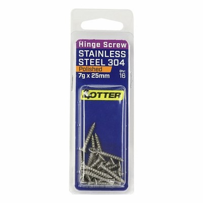 Otter 7 x 25mm Polished Stainless Steel 304 Hinge Screws 2 pcs