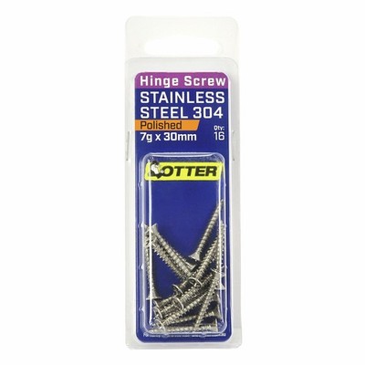 Otter 7 x 30mm Polished Stainless Steel 304 Hinge Screws 2 pcs