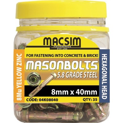 Macsim Fasteners 8 x 40mm Zinc Sleeve Anchor - 35 Pack