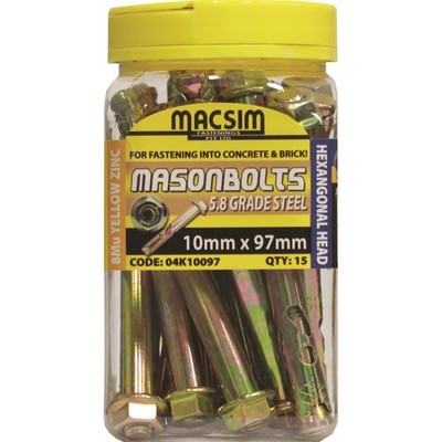Macsim Fasteners 10 x 97mm Yellow Zinc Plated Sleeve Anchor - 15 Pack(0)More opt