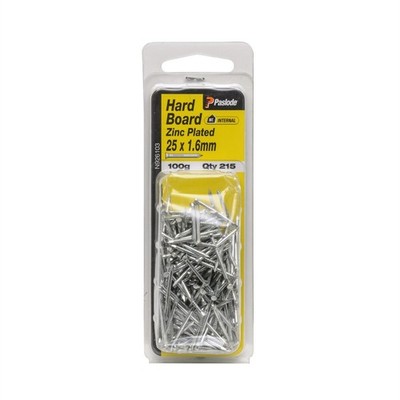 Paslode 25 x 1.6mm 100g Zinc Plated Hardboard Nail - 215 pieces