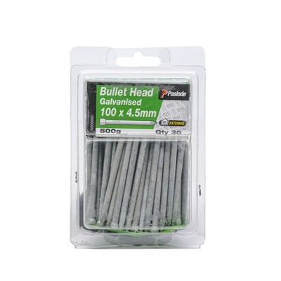 Paslode 100 x 4.5mm 500g Galvanised Bullet Head Nails - 30 pieces
