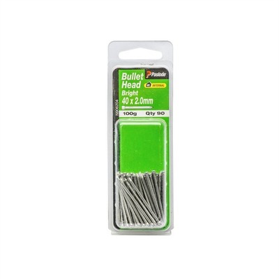 Paslode 40 x 2.0mm 100g Bright Steel Bullet Head Nails - 90 pieces