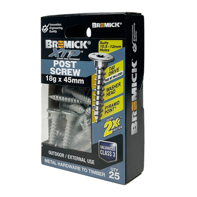Bremick XTP Post Screw 18g x 45mm GALV T40 - 25 pieces
