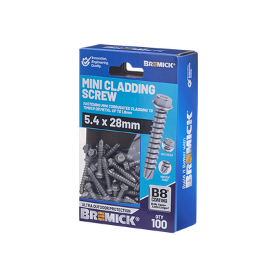 Bremick Mini Cladding Screw 5.4 x 28mm HEX B8 BOX 100