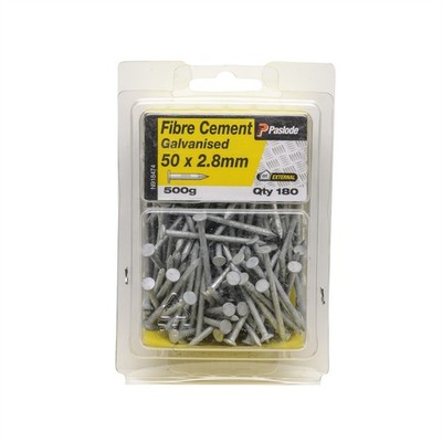 Paslode 50 x 2.8mm 500g Fibre Cement Galvanised Nails - 180 pieces