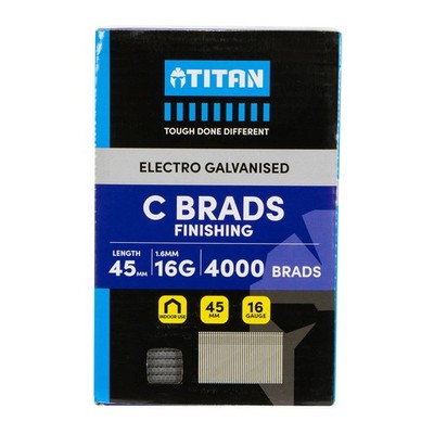 Titan 45 x 1.6mm Electro Galvanised Straight Collated Nail C Brads - 4000 pieces