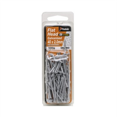 Paslode 40 x 2.0 100g Galvanised Flat Head Nails - 80 pieces