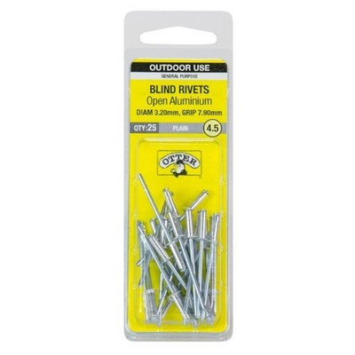 Otter 3.2 x 7.9mm Open Aluminium Blind Rivets 2 pcs