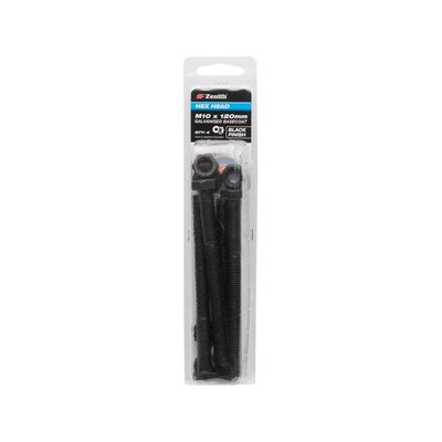 Zenith M10 x 120mm Black Hex Head Bolt - 4 pieces