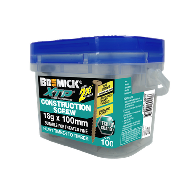 Bremick XTP Construction Screw 18g x 100mm TECHNOGUARD TAN T40 - 100 pieces