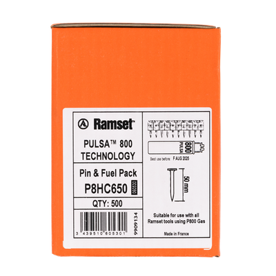 Ramset 50mm Premium Steel And Concrete Drive Pin With Gas - 500 pieces