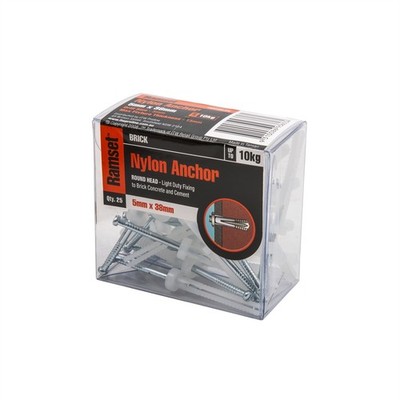 Ramset 5 x 38mm Round Head Brick Nylon Anchor - 25 pieces