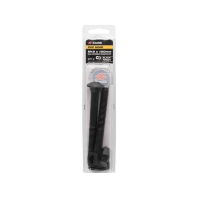 Zenith M12 x 120mm Black Cup Head Bolt - 2 pieces