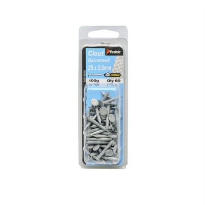 Paslode 25 x 2.8mm 100g Galvanised Clouts 2 pcs