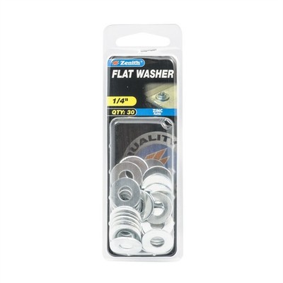 Zenith 1/4" Zinc Plated Flat Washers 2 pcs